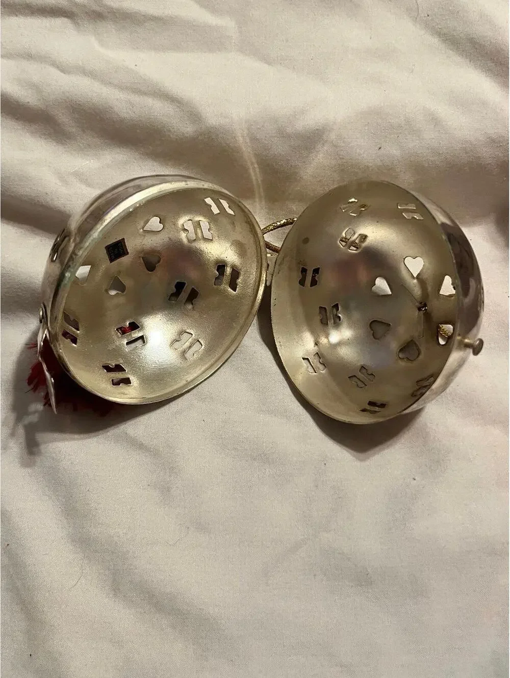 Vintage Silver Popurri Christmas Ornament Made in India